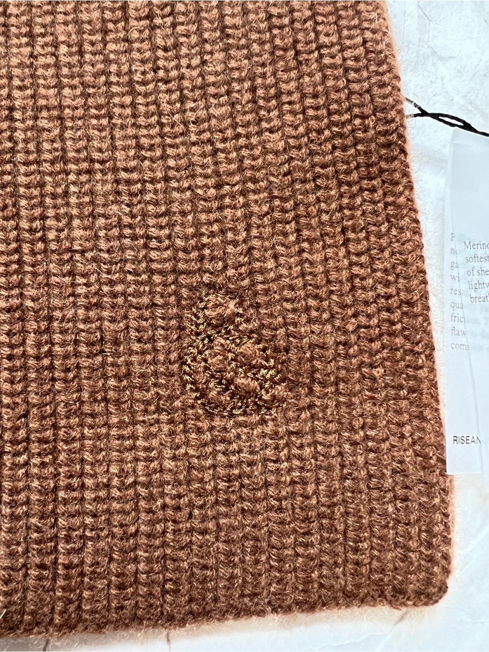 Nwt Rise & Fall Women Oversized Ribbed Merino Wool Cashmere Scarf Brown — image 6 of 8